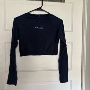 Alphalete Amplify Long Sleeve Crop Top in Nomadic Blue